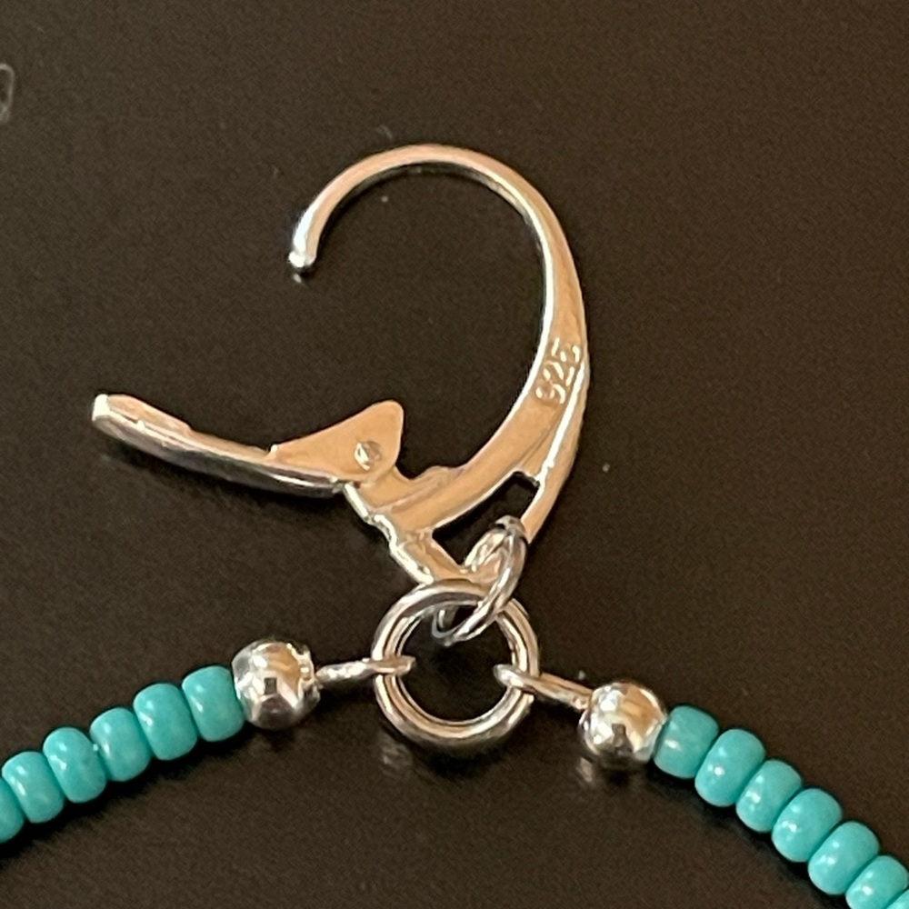 Turquoise Beaded Earrings with Starfish Charm - Picture 3 of 5